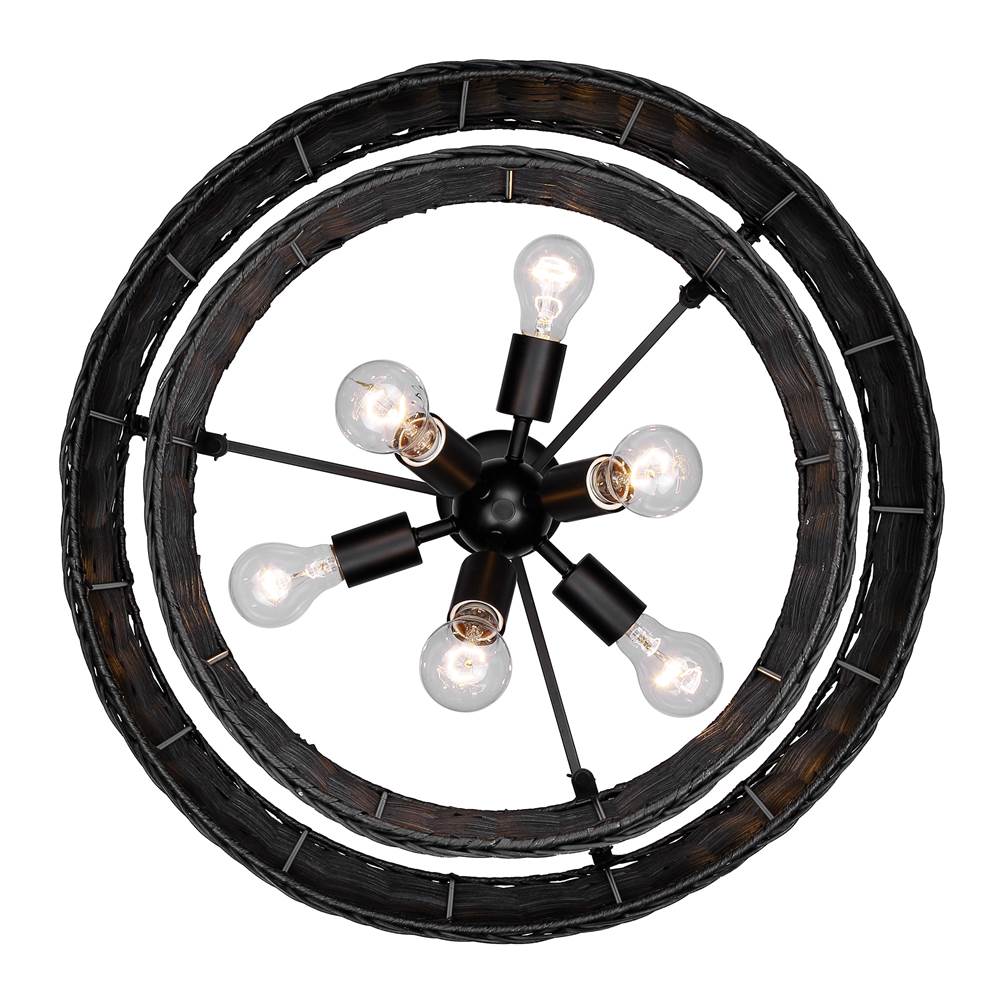 Golden Lighting 1084-6 BLK-BW Matte Black Golden Lighting Erma 6-light Chandelier In Matte Black Image 5