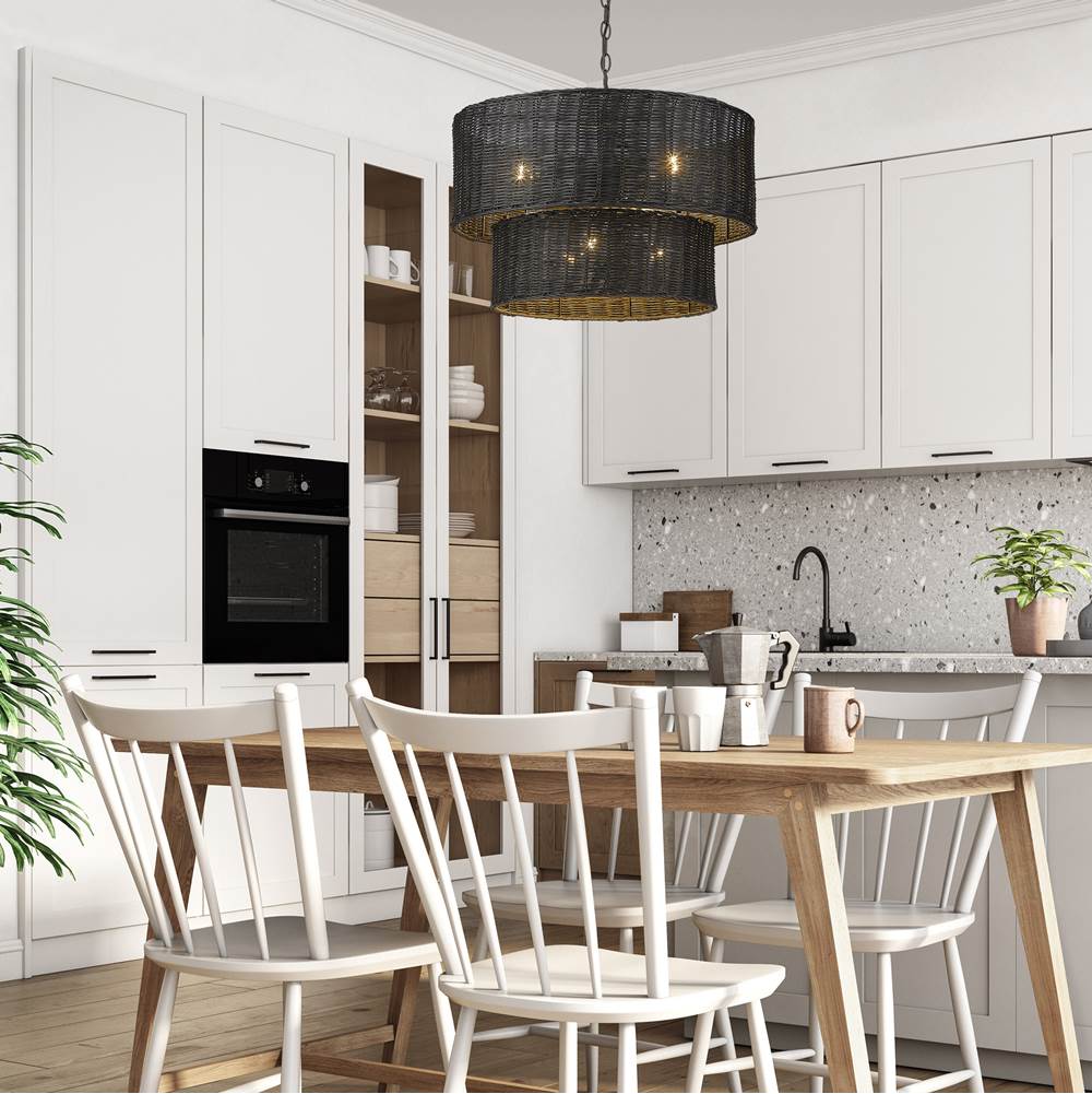 Golden Lighting 1084-6 BLK-BW Matte Black Golden Lighting Erma 6-light Chandelier In Matte Black Image 4