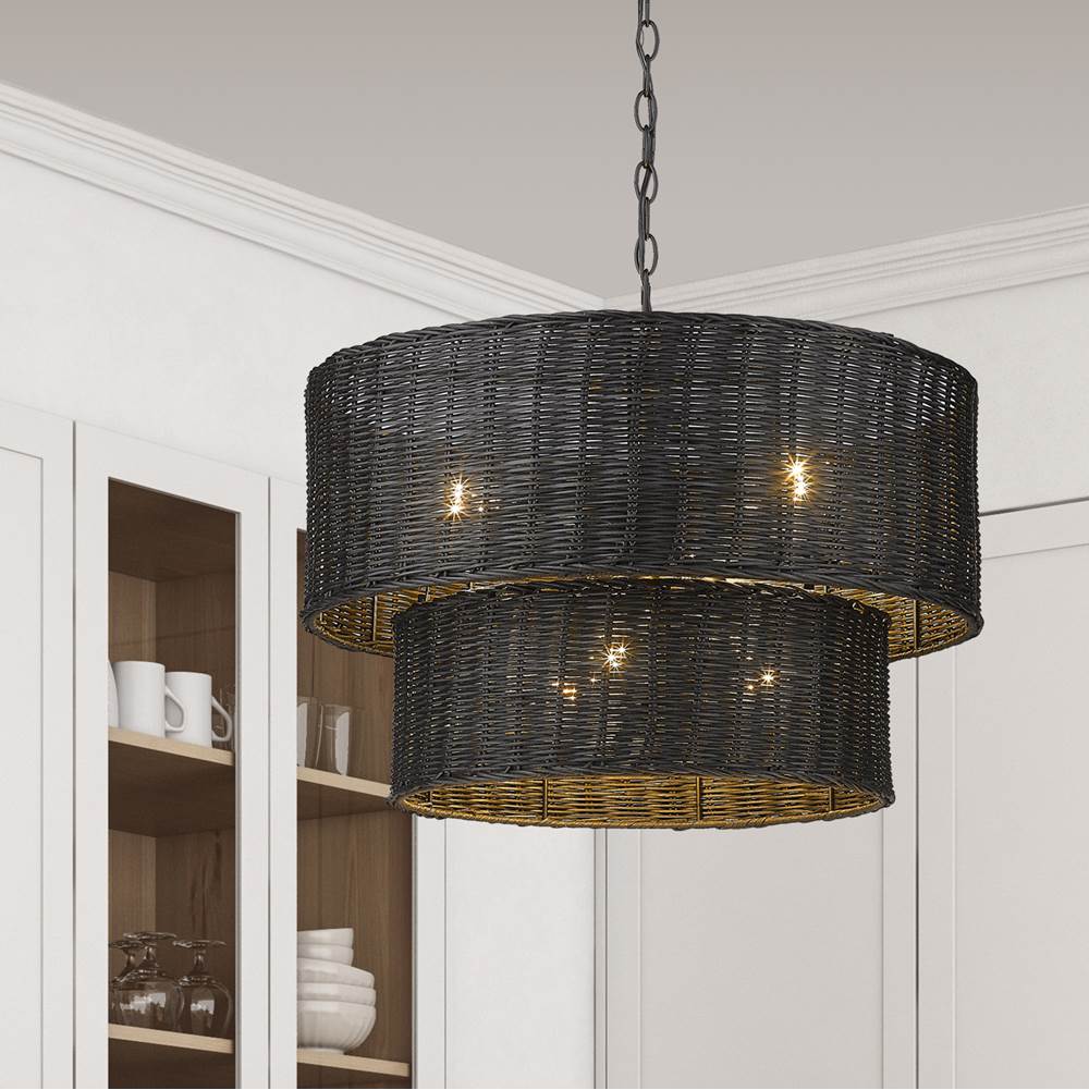 Golden Lighting 1084-6 BLK-BW Matte Black Golden Lighting Erma 6-light Chandelier In Matte Black Image 3