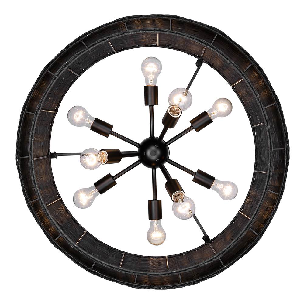 Golden Lighting 1084-9 BLK-BW Matte Black Golden Lighting Erma 9-light Chandelier In Matte Black Image 3