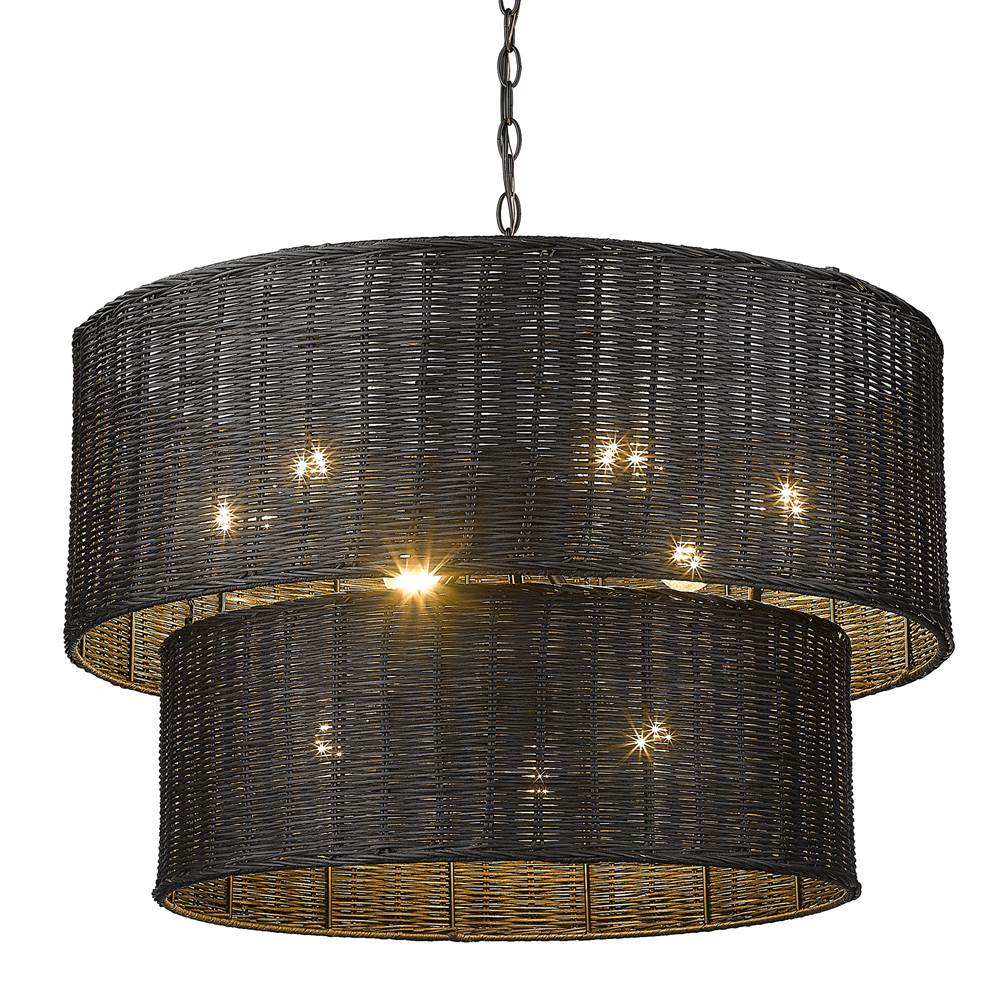 Golden Lighting 1084-9 BLK-BW Matte Black Golden Lighting Erma 9-light Chandelier In Matte Black Image 1