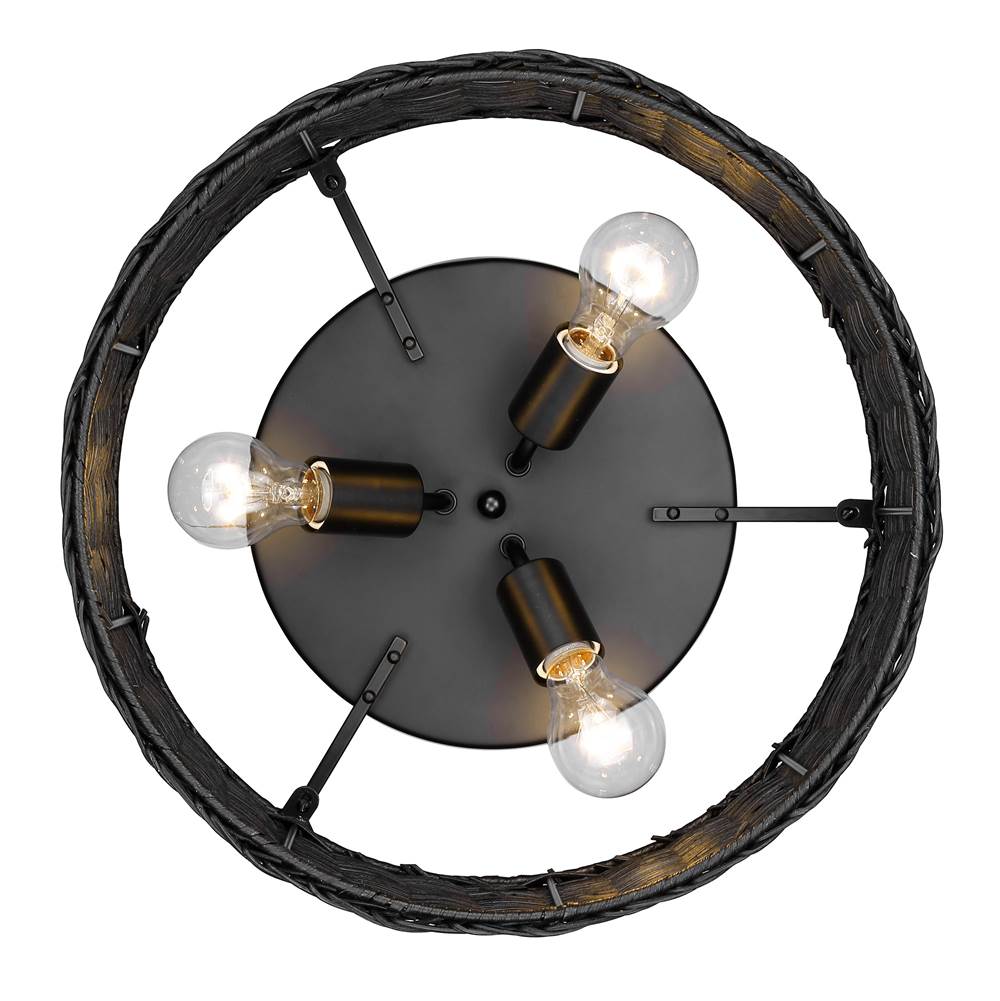 Golden Lighting 1084-FM BLK-BW Matte Black Golden Lighting Erma 3-light Flush Mount In Matte Black Image 4