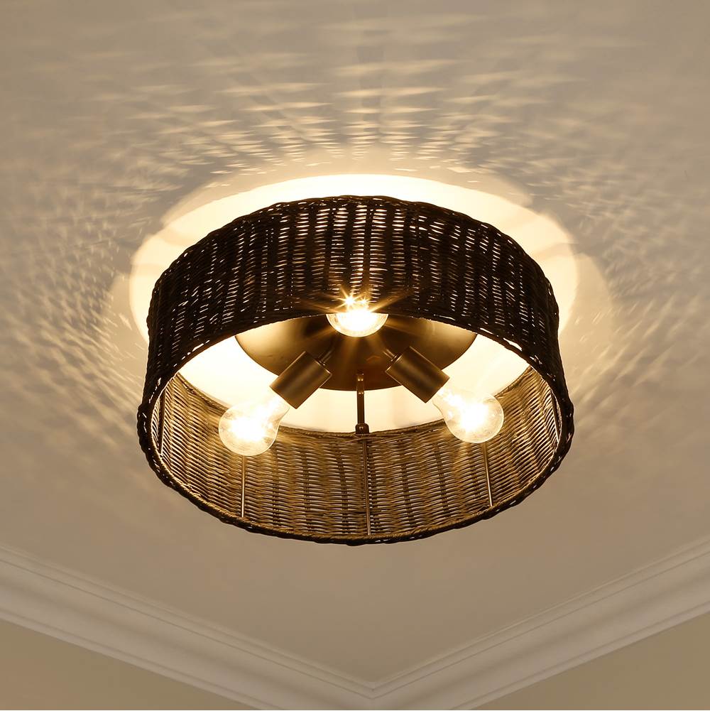 Golden Lighting 1084-FM BLK-BW Matte Black Golden Lighting Erma 3-light Flush Mount In Matte Black Image 3
