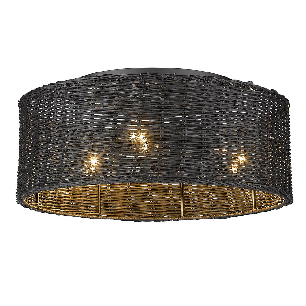 Golden Lighting 1084-FM BLK-BW Matte Black Golden Lighting Erma 3-light Flush Mount In Matte Black Image 1