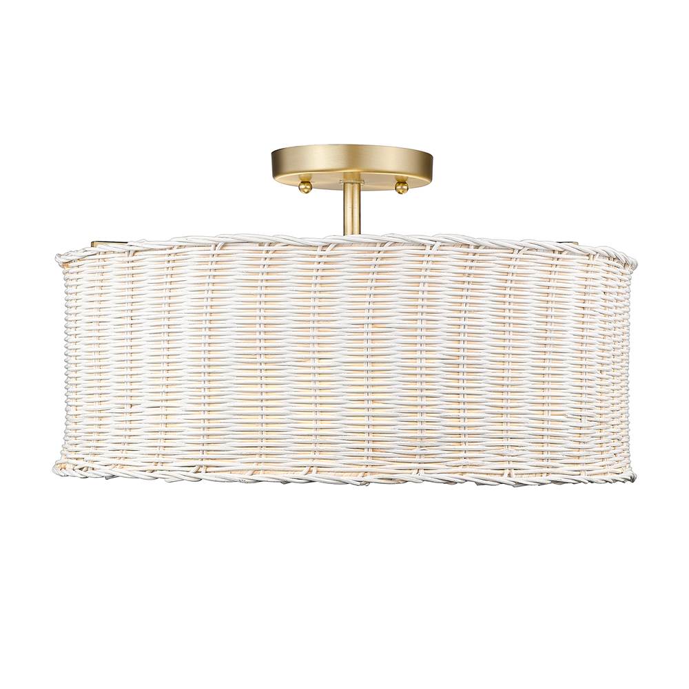 Golden Lighting Erma Golden Lighting Erma 3-light Semi-flush Mount In Brushed Champagne Brass
