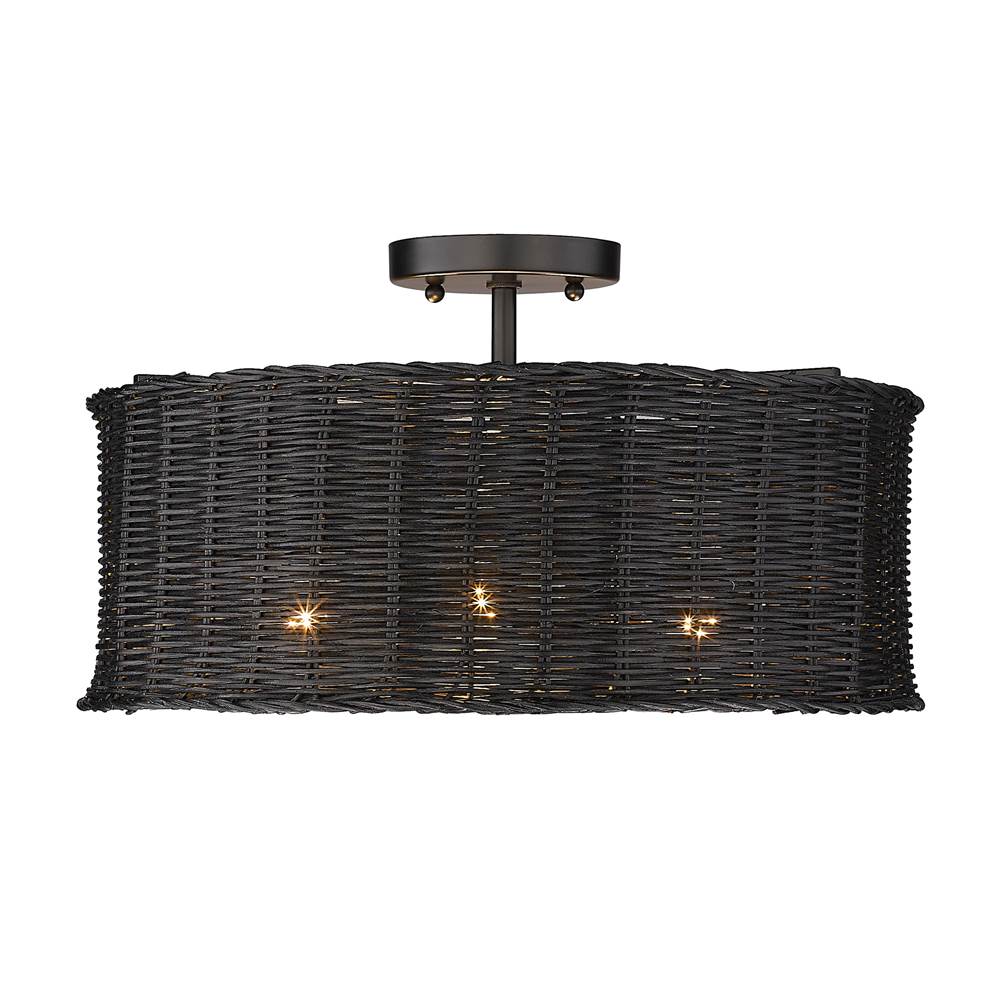Golden Lighting Erma Golden Lighting Erma 3-light Semi-flush Mount In Matte Black