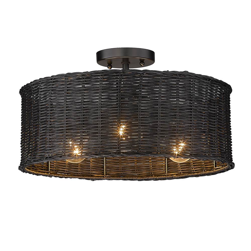 Golden Lighting 1084-SF BLK-BW Matte Black Golden Lighting Erma 3-light Semi-flush Mount In Matte Black Image 7