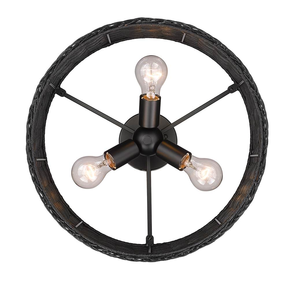 Golden Lighting 1084-SF BLK-BW Matte Black Golden Lighting Erma 3-light Semi-flush Mount In Matte Black Image 5