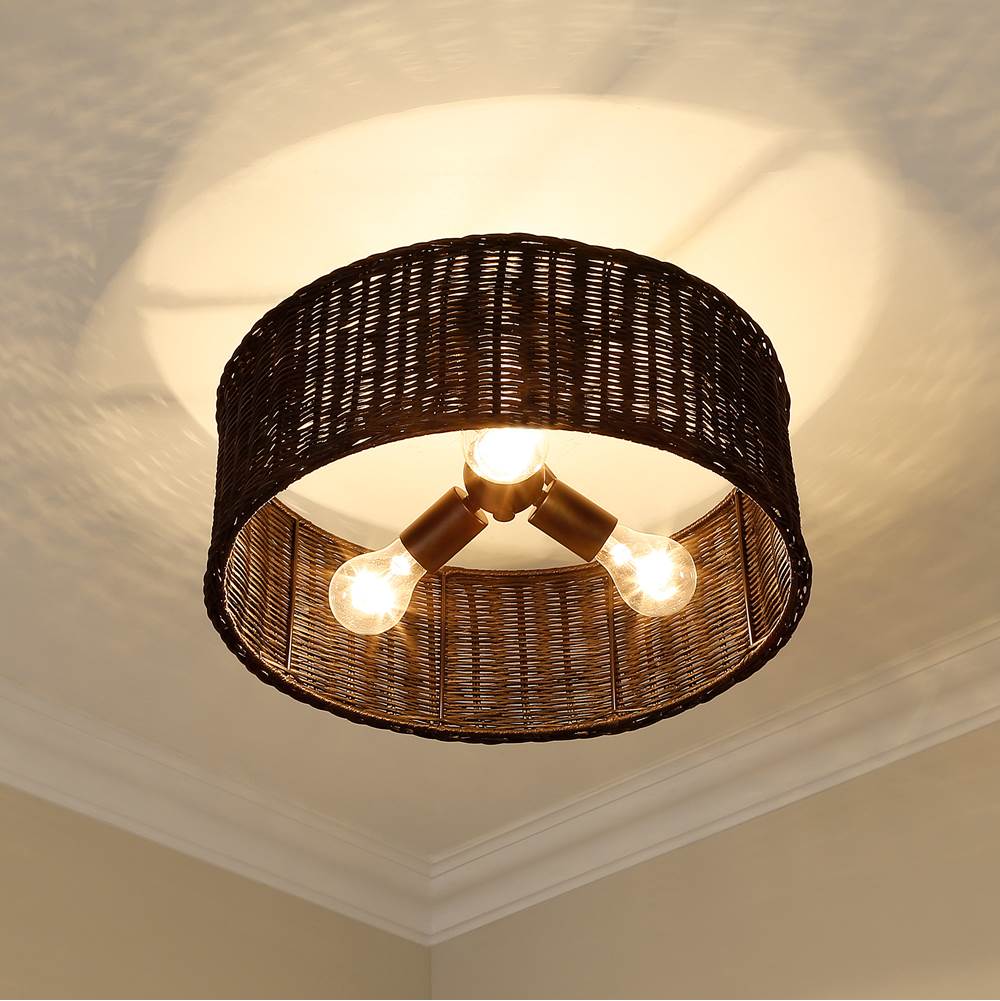 Golden Lighting 1084-SF BLK-BW Matte Black Golden Lighting Erma 3-light Semi-flush Mount In Matte Black Image 4
