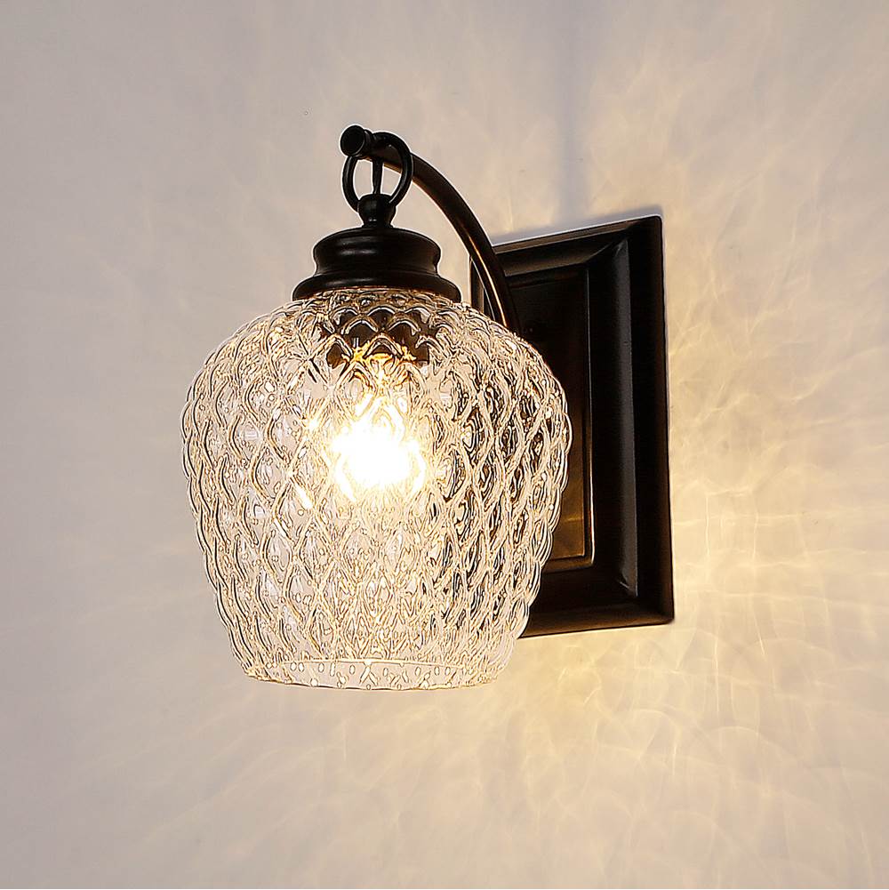 Golden Lighting 1088-1W BLK-CLR Matte Black Golden Lighting Adeline 1-light Wall Sconce In Matte Black Image 4