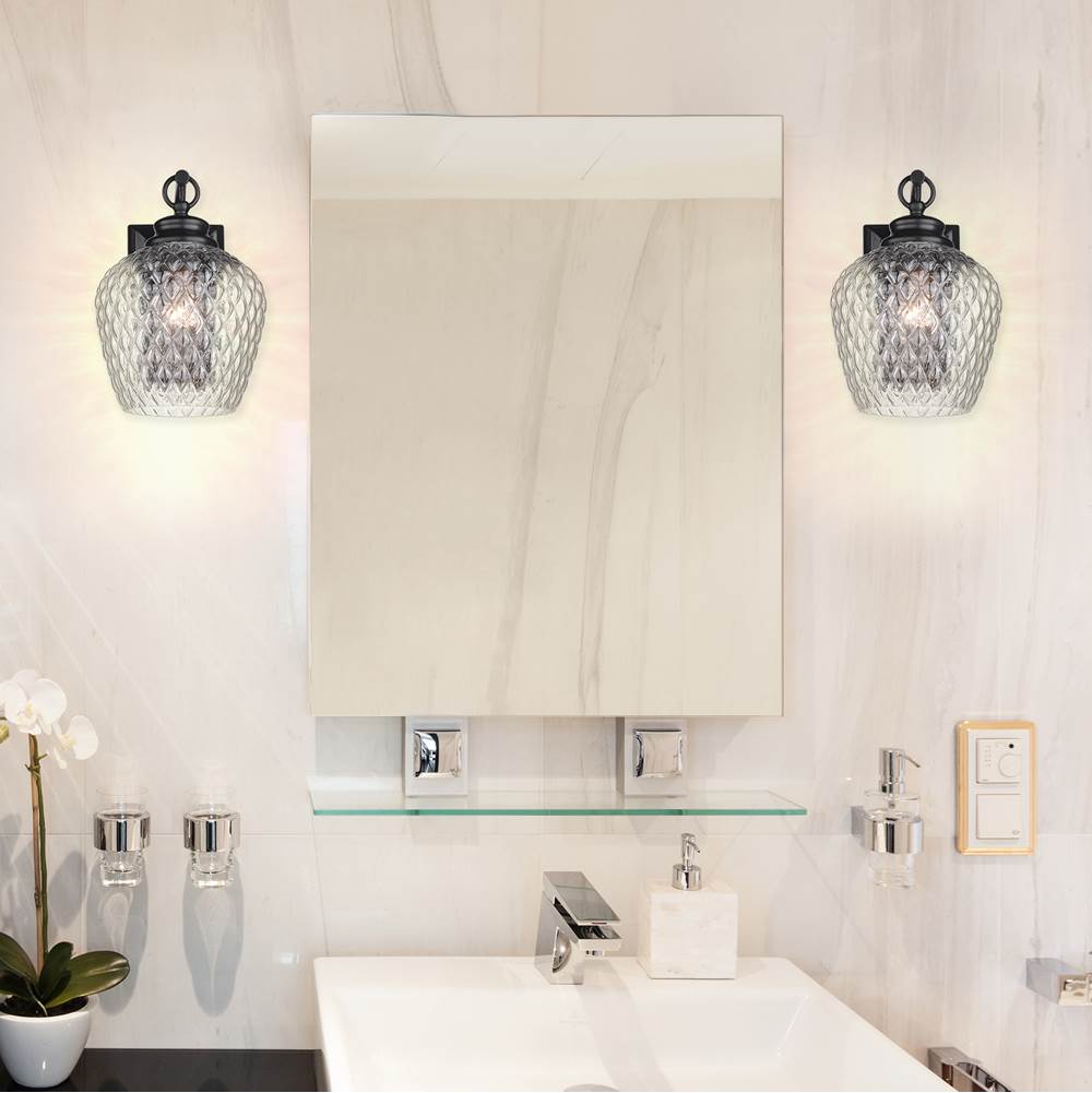Golden Lighting 1088-1W BLK-CLR Matte Black Golden Lighting Adeline 1-light Wall Sconce In Matte Black Image 3