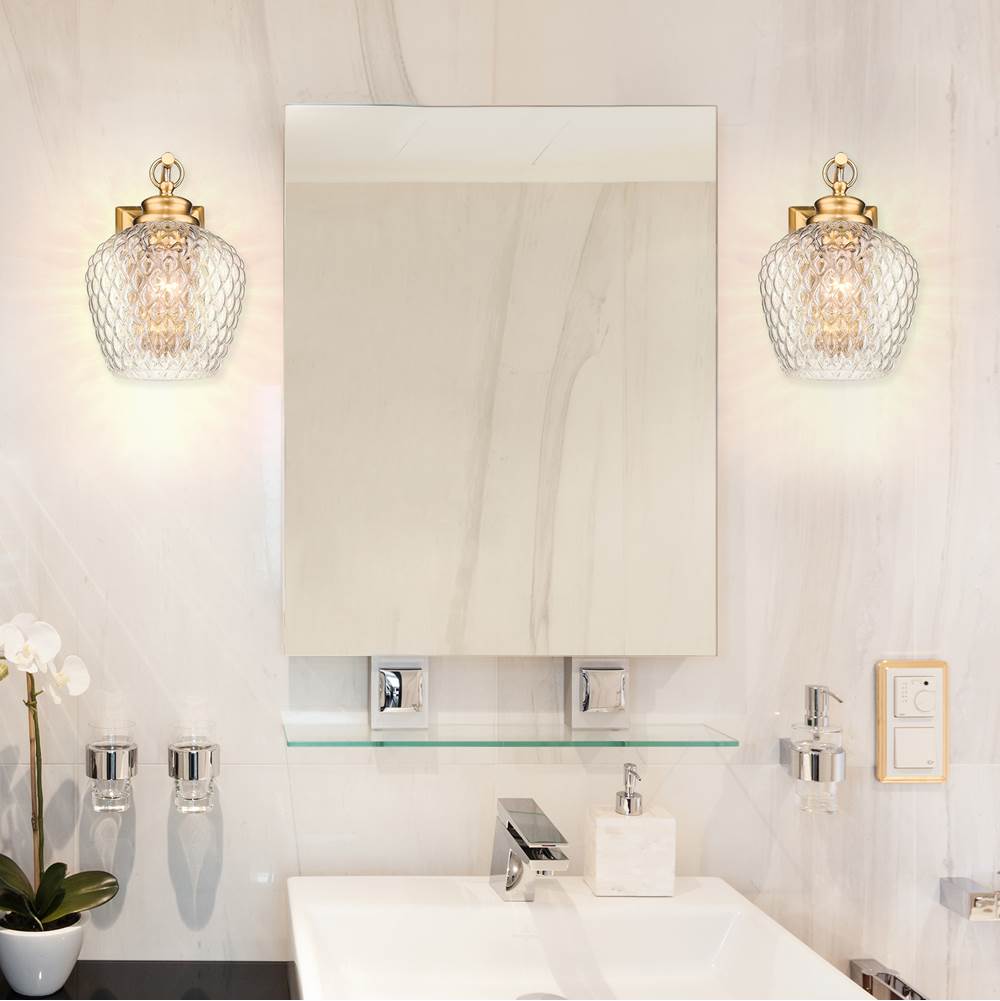 Golden Lighting 1088-1W MBG-CLR Modern Brushed Gold Golden Lighting Adeline 1-light Wall Sconce In Modern Brushed Gold Image 3