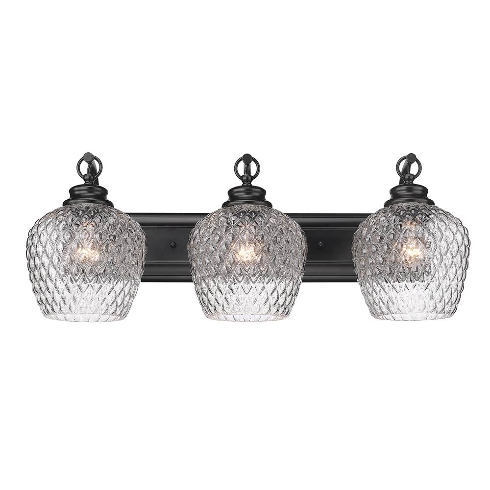 Golden Lighting 1088-BA3 BLK-CLR Matte Black Golden Lighting Adeline 3-light Vanity In Matte Black Image 4