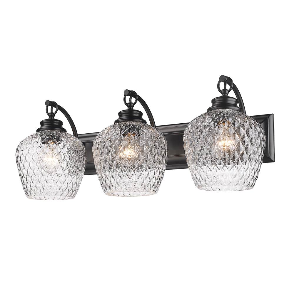 Golden Lighting 1088-BA3 BLK-CLR Matte Black Golden Lighting Adeline 3-light Vanity In Matte Black Image 1