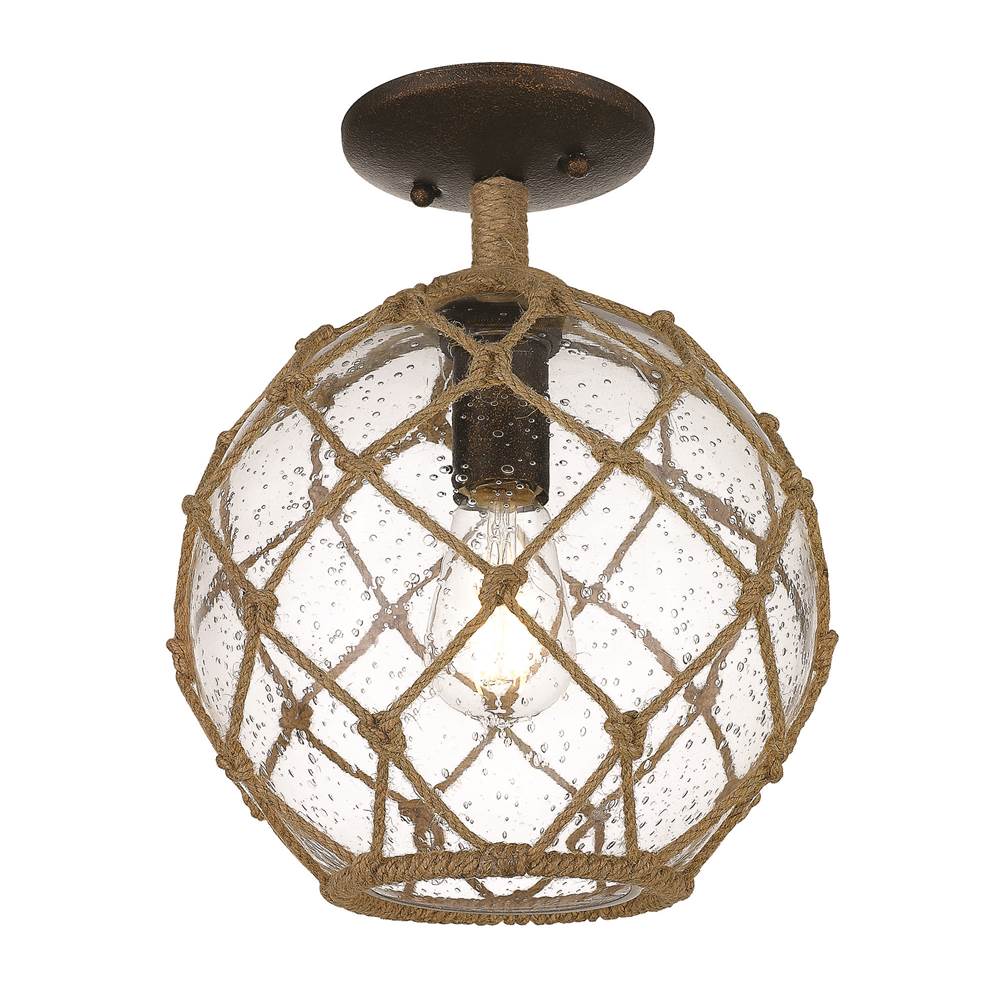 Golden Lighting 1092-SF BC-SD Burnished Chestnut Wry Lighting Haddoc 1-light Semi-flush Mount In Burnished Chestnut Image 1