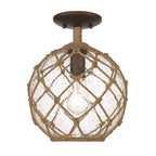Golden Lighting Haddoc Wry Lighting Haddoc 1-light Semi-flush Mount In Burnished Chestnut