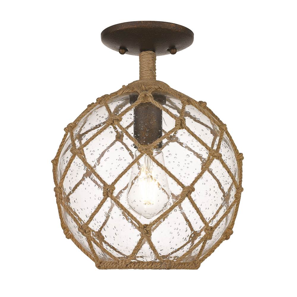 Golden Lighting Haddoc Wry Lighting Haddoc 1-light Semi-flush Mount In Burnished Chestnut