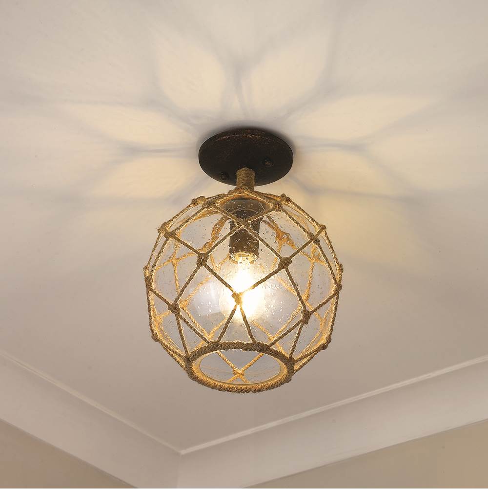 Golden Lighting 1092-SF BC-SD Burnished Chestnut Wry Lighting Haddoc 1-light Semi-flush Mount In Burnished Chestnut Image 2