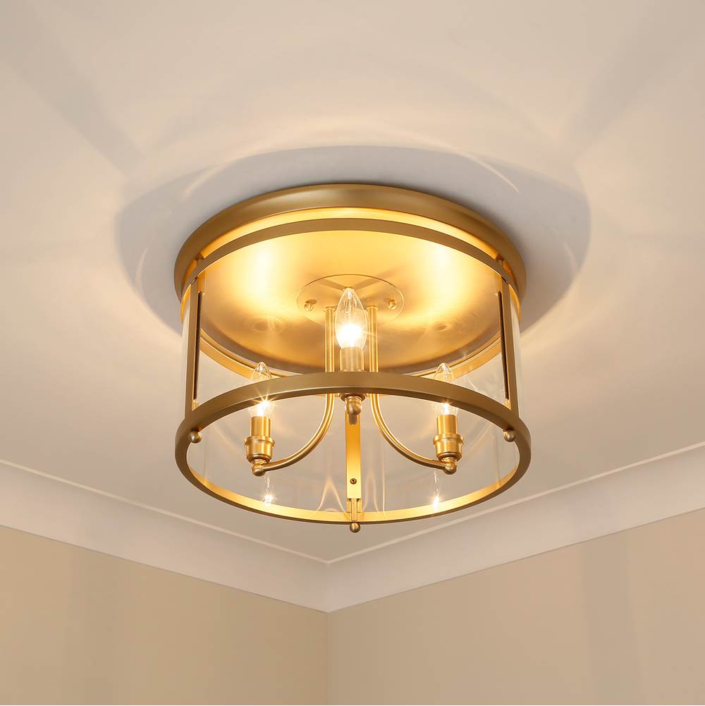 Golden Lighting 1157-FM BCB Brushed Champagne Brass Golden Lighting Payton 3-light Flush Mount In Brushed Champagne Brass Image 3