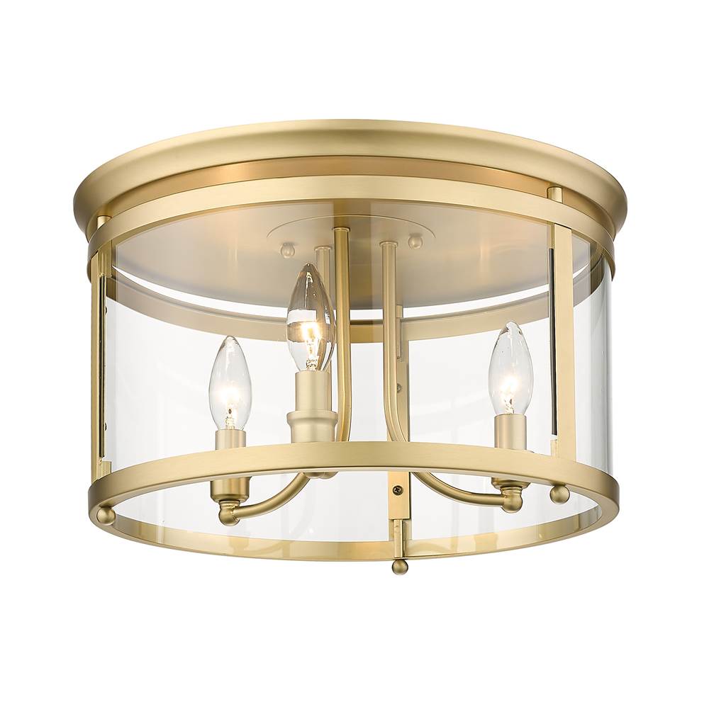 Golden Lighting 1157-FM BCB Brushed Champagne Brass Golden Lighting Payton 3-light Flush Mount In Brushed Champagne Brass Image 1