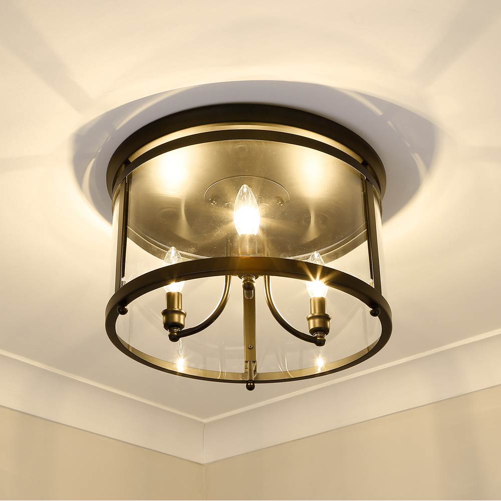 Golden Lighting 1157-FM BLK Matte Black Golden Lighting Payton 3-light Flush Mount In Matte Black Image 2