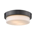 Golden Lighting 1270-11 BLK Matte Black Wry Lighting Morgon 2-light 11'' Flush Mount In Matte Black And Opal Glass Image 1