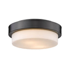 Golden Lighting 1270-11 BLK Matte Black Wry Lighting Morgon 2-light 11'' Flush Mount In Matte Black And Opal Glass Image 1