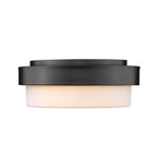 Golden Lighting 1270-11 BLK Matte Black Wry Lighting Morgon 2-light 11'' Flush Mount In Matte Black And Opal Glass Image 2