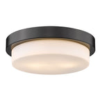 Golden Lighting 1270-13 BLK Matte Black Wry Lighting Morgon 2-light 13'' Flush Mount In Matte Black And Opal Glass Image 1