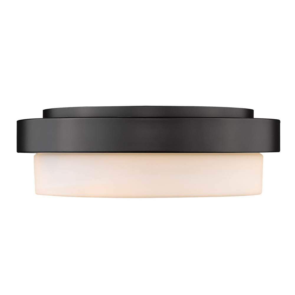 Golden Lighting 1270-13 BLK Matte Black Wry Lighting Morgon 2-light 13'' Flush Mount In Matte Black And Opal Glass Image 2