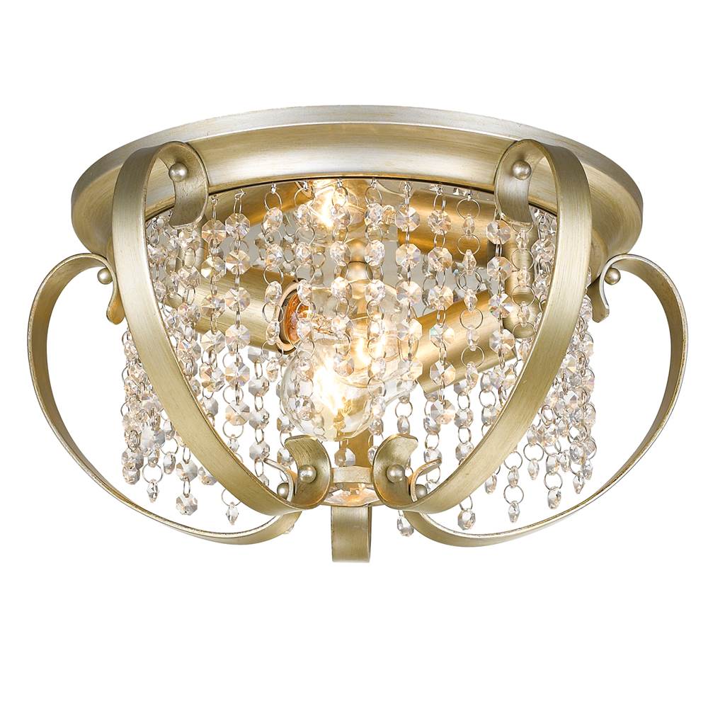 Golden Lighting 1323-FM WG White Gold Golden Lighting Ella 2-light Flush Mount In White Gold Image 2