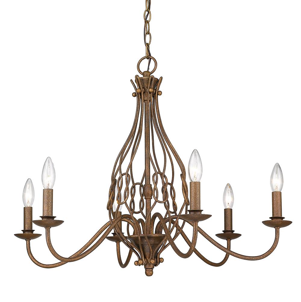 Golden Lighting 1349-6 BC Burnished Chestnut Wry Lighting Antoinette 6-light Chandelier In Burnished Chestnut Image 1