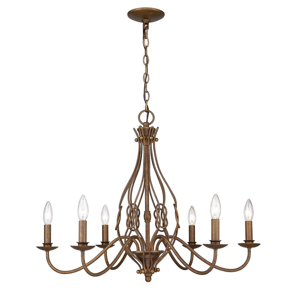Golden Lighting Antoinette Wry Lighting Antoinette 6-light Chandelier In Burnished Chestnut