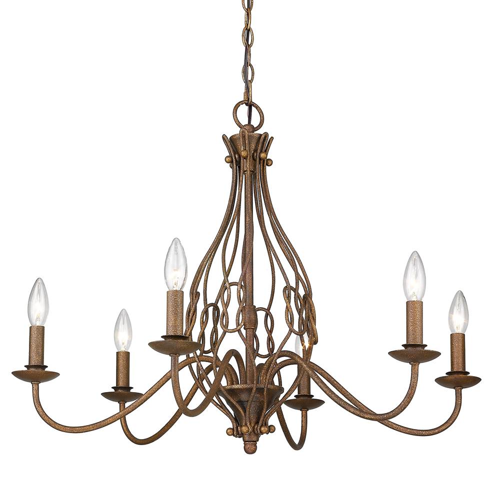 Golden Lighting 1349-6 BC Burnished Chestnut Wry Lighting Antoinette 6-light Chandelier In Burnished Chestnut Image 3