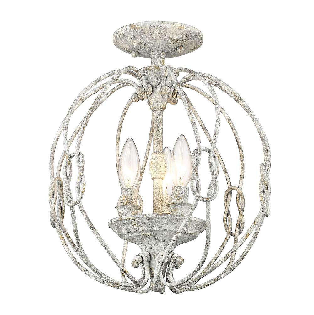 Golden Lighting 1349-SF OY Oyster Wry Lighting Antoinette 3-light Semi-flush Mount In Oyster Image 1