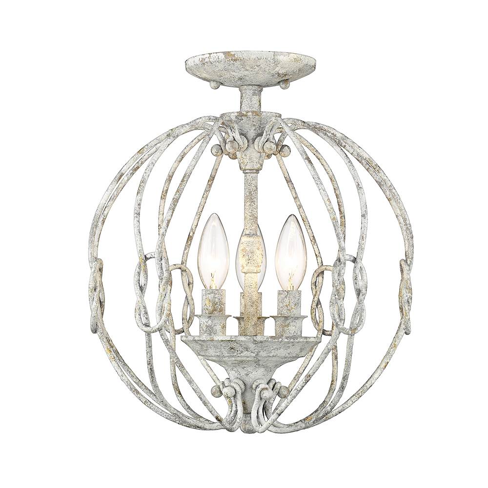 Golden Lighting Antoinette Wry Lighting Antoinette 3-light Semi-flush Mount In Oyster