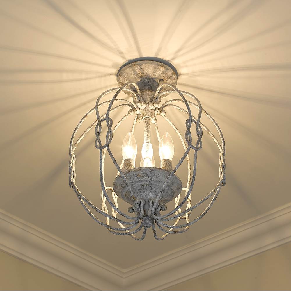 Golden Lighting 1349-SF OY Oyster Wry Lighting Antoinette 3-light Semi-flush Mount In Oyster Image 2