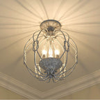 Golden Lighting 1349-SF OY Oyster Wry Lighting Antoinette 3-light Semi-flush Mount In Oyster Image 2