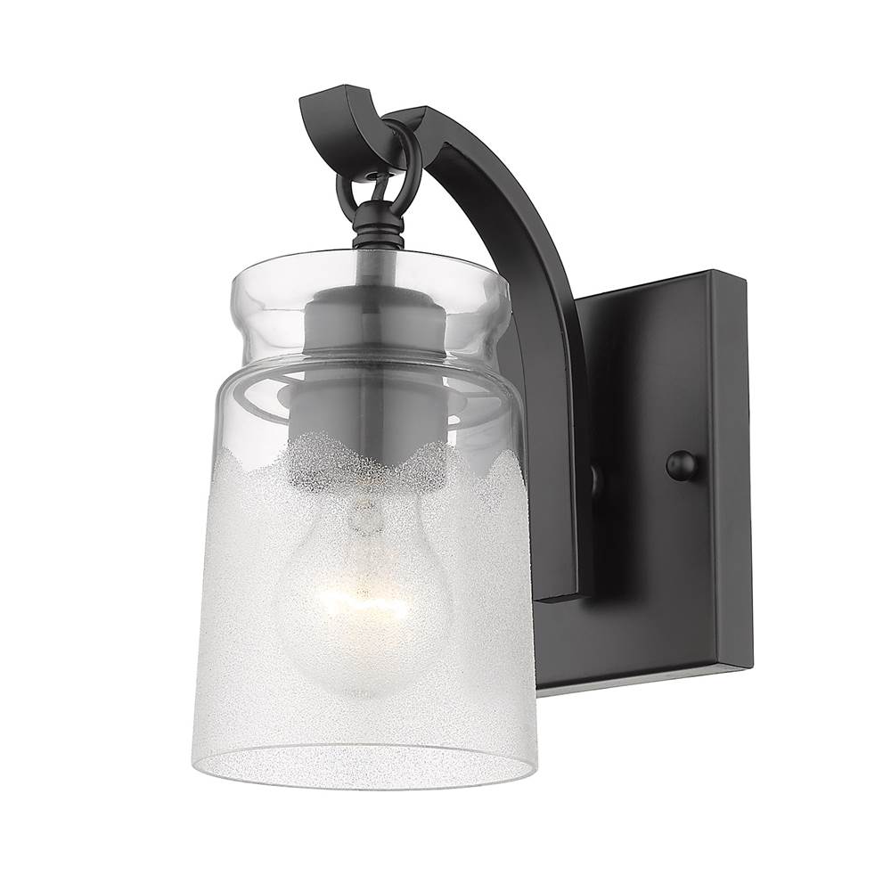 Golden Lighting 1405-BA1 BLK-CAG Matte Black Golden Lighting Travers 1-light Vanity In Matte Black Image 1