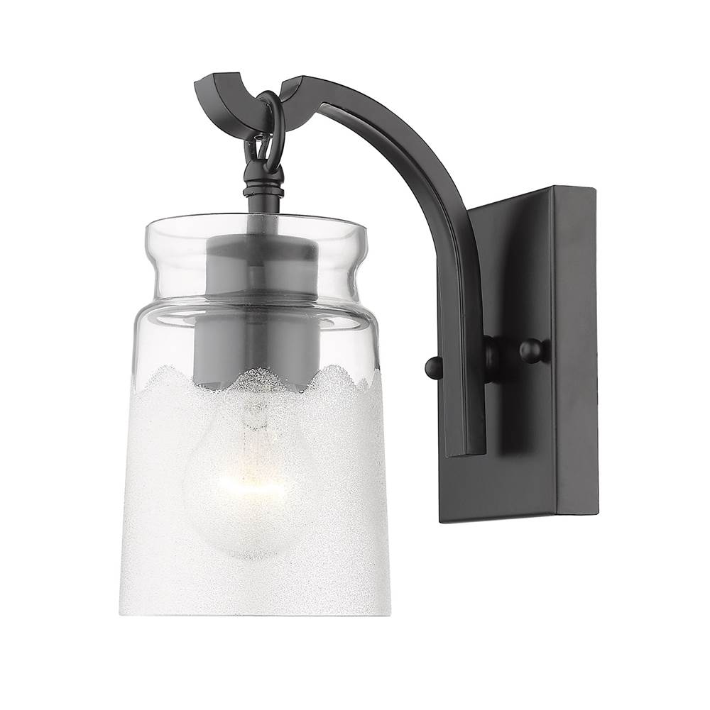 Golden Lighting 1405-BA1 BLK-CAG Matte Black Golden Lighting Travers 1-light Vanity In Matte Black Image 2