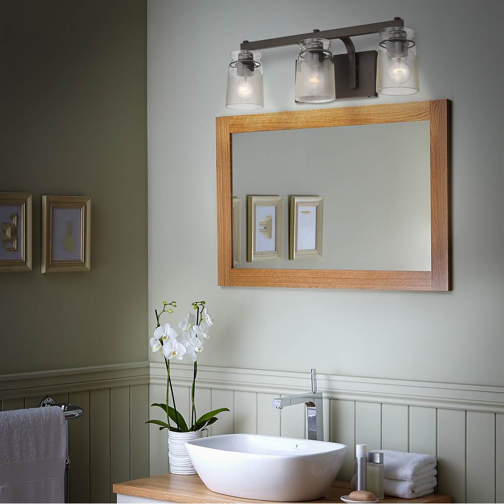 Golden Lighting 1405-BA3 RBZ-CAG Rubbed Bronze Golden Lighting Travers 3-light Vanity In Rubbed Bronze Image 3