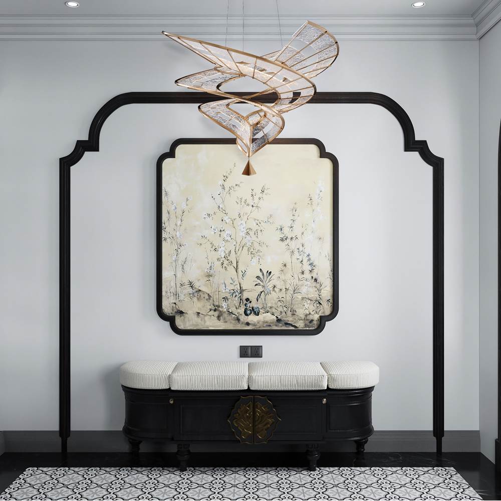 Golden Lighting 1468-M BCH Brushed Champagne Ziva By Golden Lighting Aurora Integrated Led 36''w Pendant In Brushed Champagne Image 3