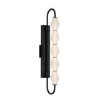 Golden Lighting 1517-OWL5 BLK-FST Matte Black Golden Lighting Geode Integrated Led 32in Outdoor Wall In Matte Black With Fluted Striped Glass Image 1