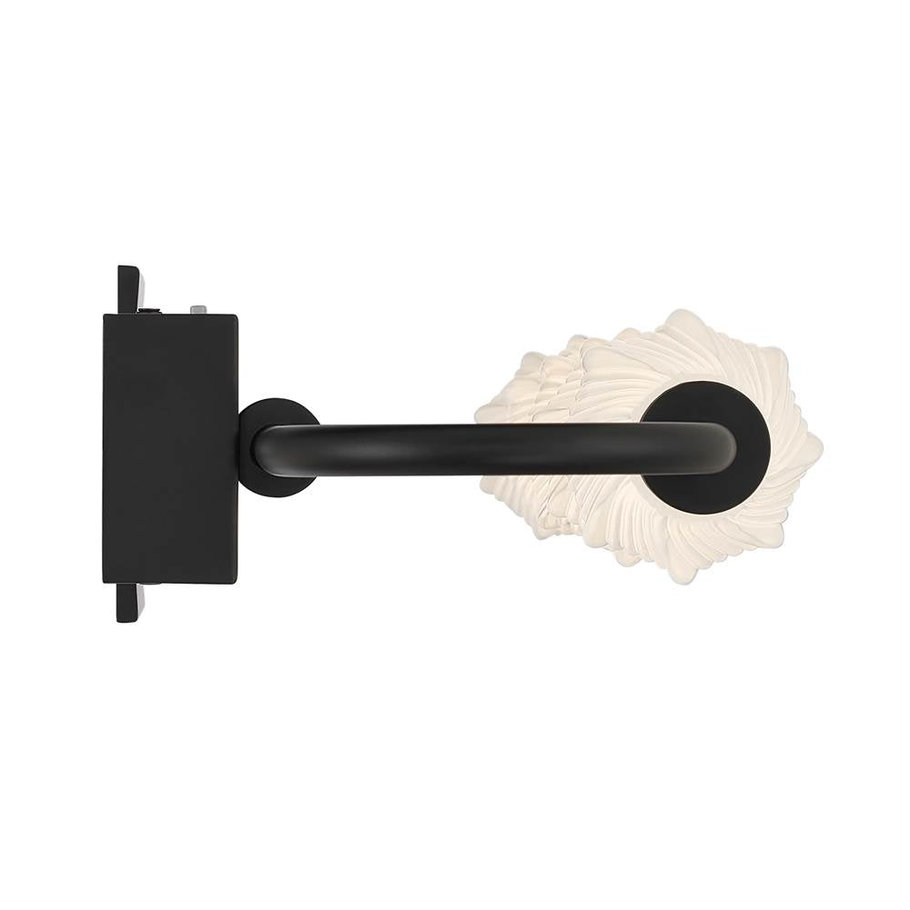Golden Lighting 1517-OWL5 BLK-FST Matte Black Golden Lighting Geode Integrated Led 32in Outdoor Wall In Matte Black With Fluted Striped Glass Image 5