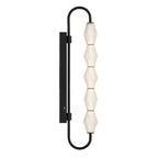 Golden Lighting 1517-OWL5 BLK-FST Matte Black Golden Lighting Geode Integrated Led 32in Outdoor Wall In Matte Black With Fluted Striped Glass Image 4