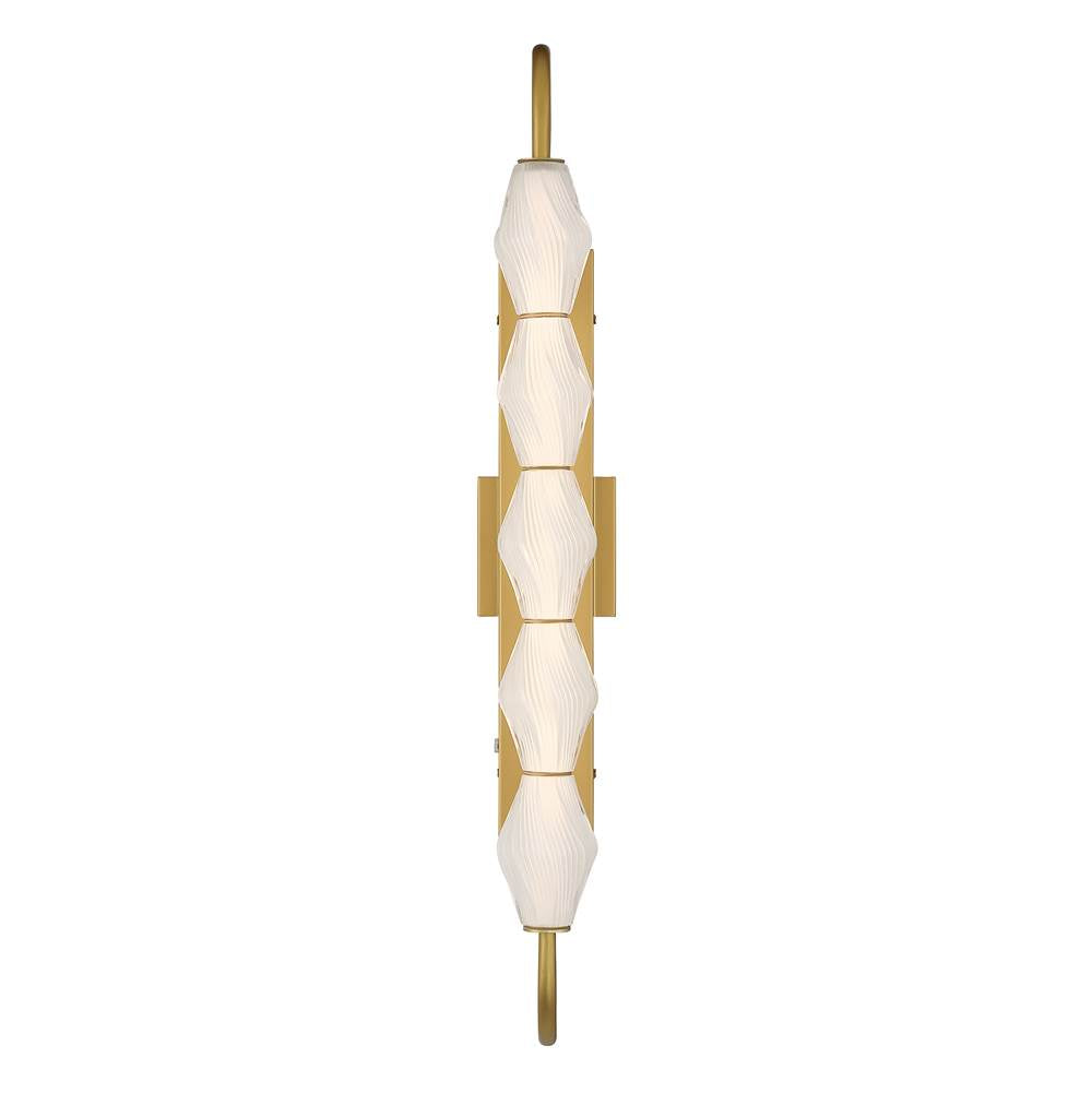 Golden Lighting Geode Golden Lighting Geode Integrated Led 32in Outdoor Wall In Matte Black With Fluted Striped Glass