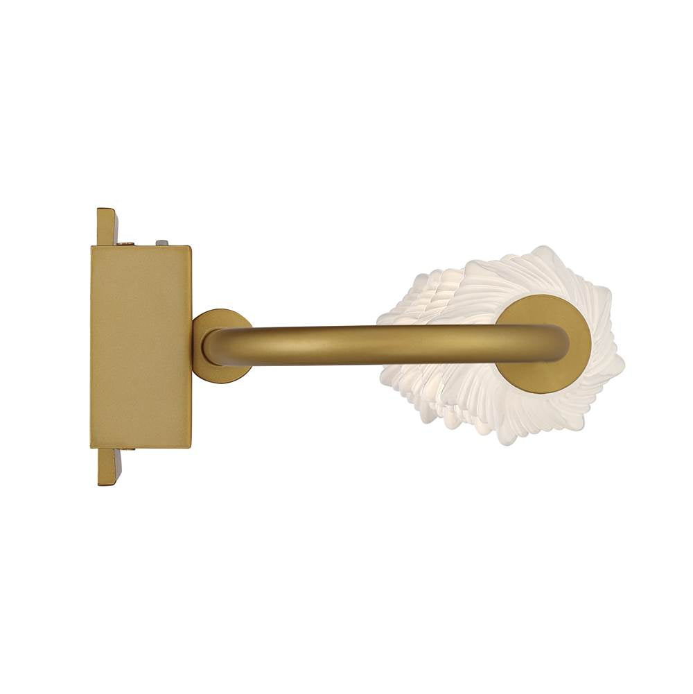 Golden Lighting 1517-OWL5 SBG-FST Satin Brushed Gold Golden Lighting Geode Integrated Led 32in Outdoor Wall In Satin Brushed Gold With Fluted Striped Glass Image 5