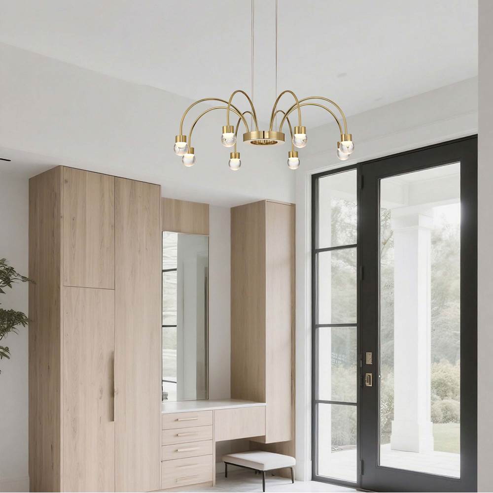 Golden Lighting 1573-8 TG-A Titanium Gold Yep By Golden Lighting Vario Integrated Led 8 Light Chandelier In Titanium Gold With Globe Diffusers Image 3