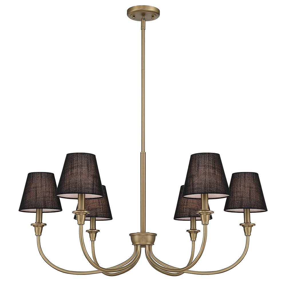 Golden Lighting Cambria Yep By Golden Lighting Cambira 6-light Chandelier In Brushed Champagne Brass With Empire Hardback  Shade