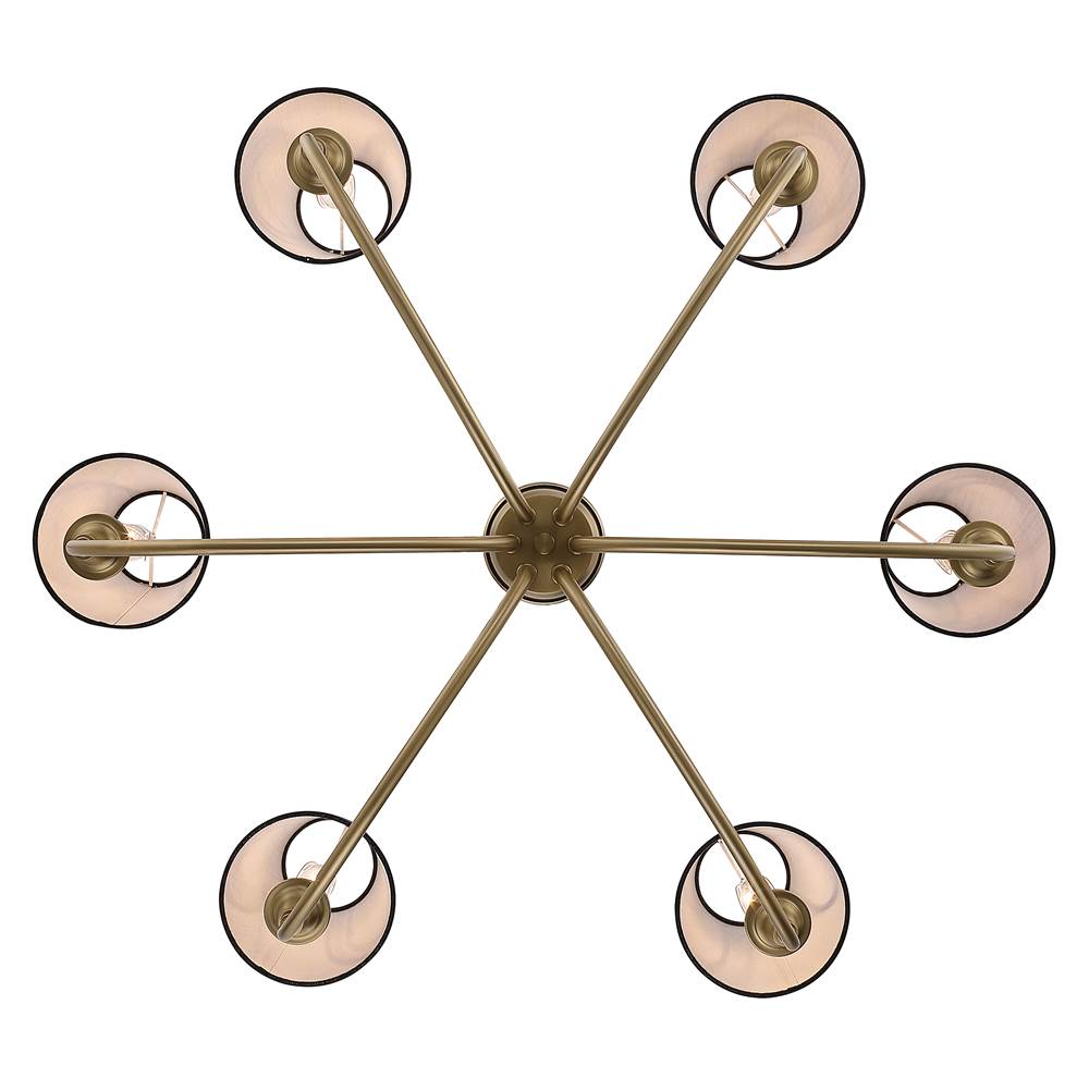 Golden Lighting 1622-6 BCB-EHB Brushed Champagne Brass Yep By Golden Lighting Cambira 6-light Chandelier In Brushed Champagne Brass With Empire Hardback  Shade Image 5